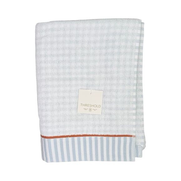 Threshold Traditional Gingham Plaid Bath Towels - Blue - 2 Packs - 4 Towels